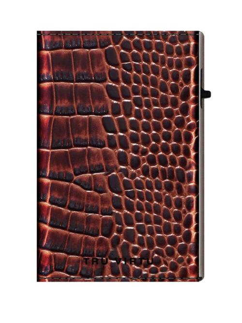 Wallet CLICK & SLIDE Sleek Croco Brown/Silver