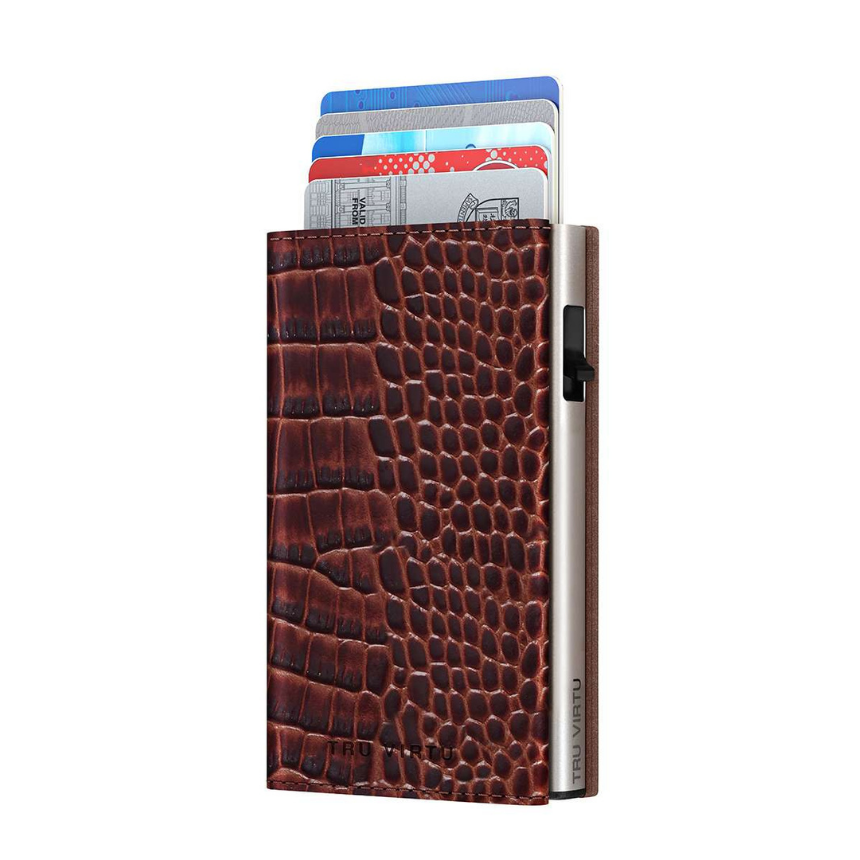 Wallet CLICK & SLIDE Sleek Croco Brown/Silver