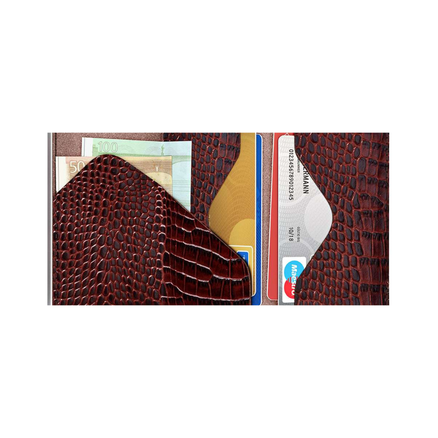 Wallet CLICK & SLIDE Sleek Croco Brown/Silver - Image 2