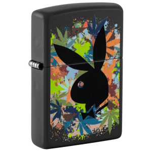 Zippo Playboy Cannabis Collage Design Black Matte Lighter