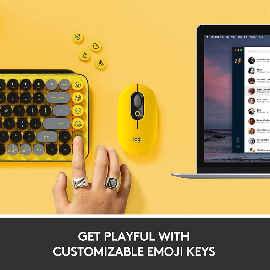 Logitech POP Keys Wireless Mechanical Keyboard Yellow Black - Image 3